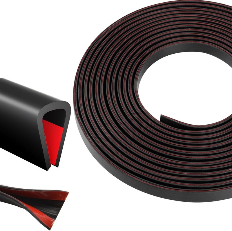 Pettyelf Silicone Edge Trim Self-Adhesive U Channel Silicone Edge Trim Edge Protector for Sheet Metal (Black, Fit 1/4" - L 20') - Image 1